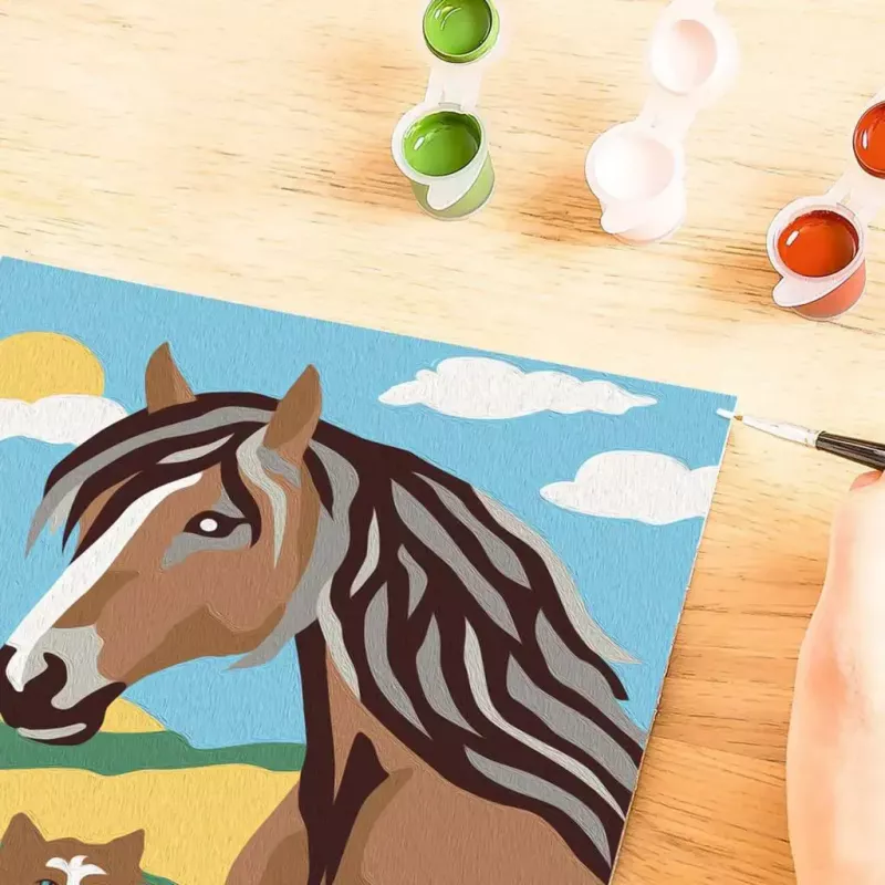 Painting set Ravensburger CreArt – horse and kitten motif, paint-on-paper creative kit
