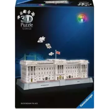 3D puzzle Ravensburger Iconics Buckingham Palace with light, 216 pieces