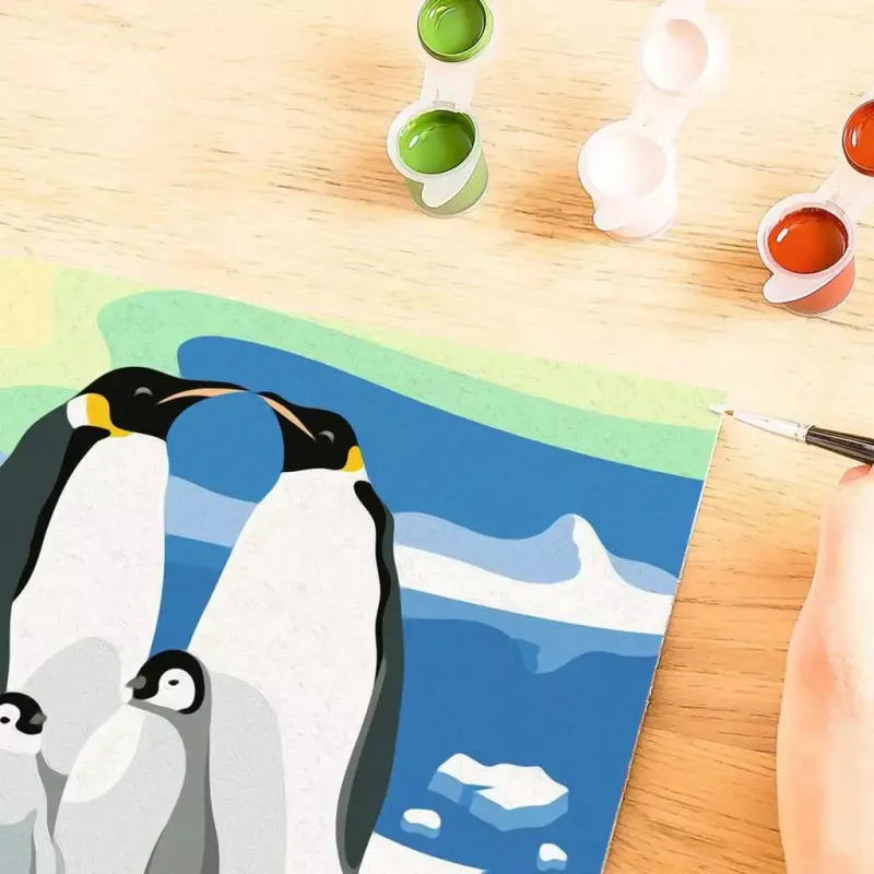 Painting kit Ravensburger CreArt Penguin Family – paint-by-numbers set, model 25888