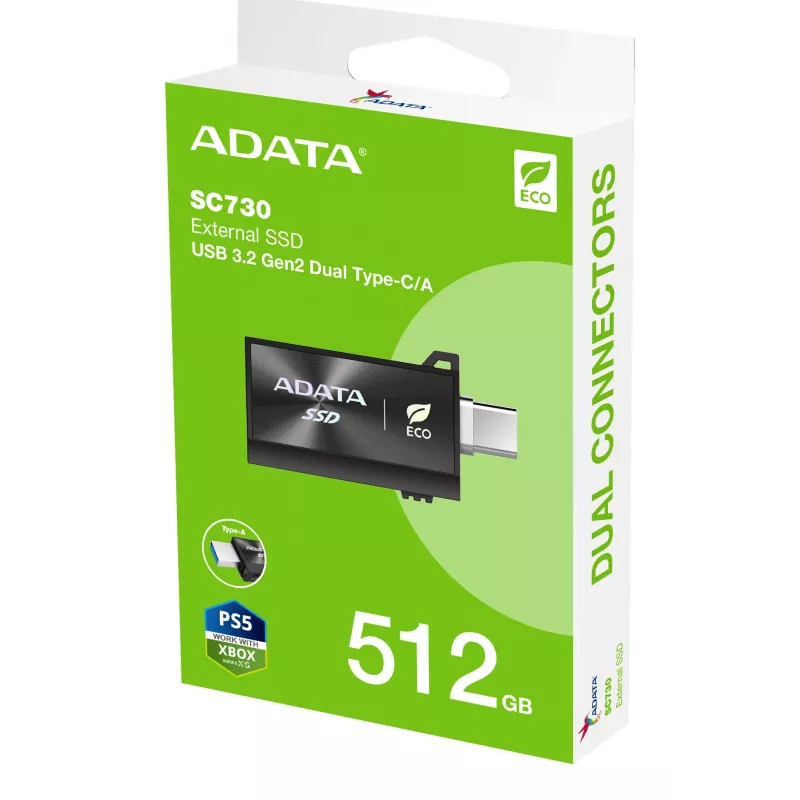 ADATA SC730 512 GB USB Type-C 3.2 Gen 2 (3.1 Gen 2) Black