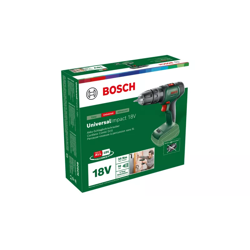 Bosch Universal Impact 18V 1450 RPM Keyless 1.3 kg Black, Green, Red