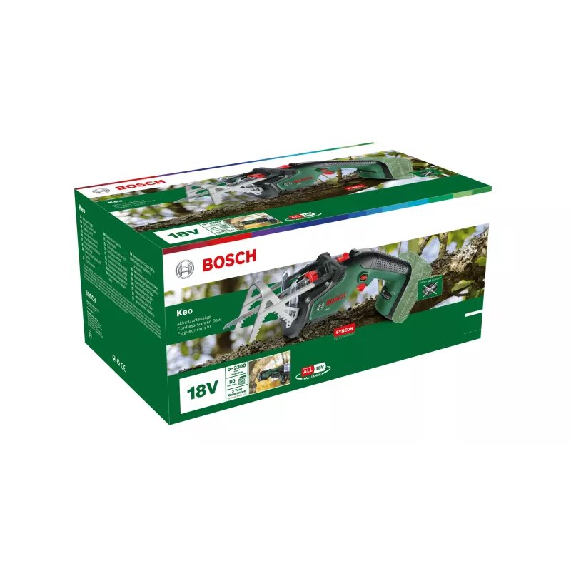Cordless reciprocating saw Bosch Keo 2300 spm, 18 V, 2 Ah, 2300 spm, stroke 115 mm, weight 1.4 kg