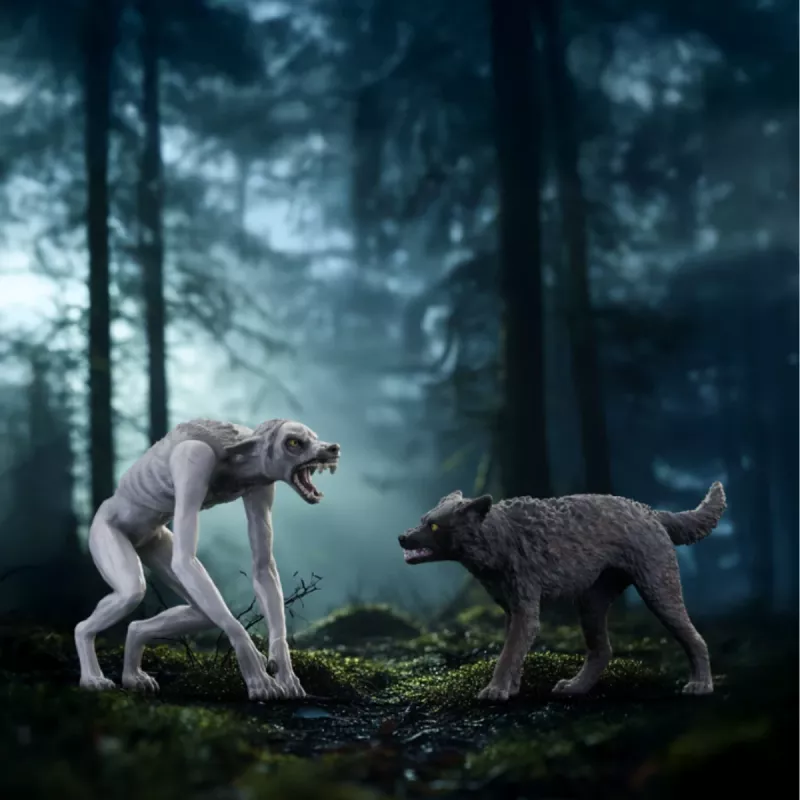 Schleich Wizarding World play set Harry Potter Werewolf vs. Animagus figures, collectible figurines