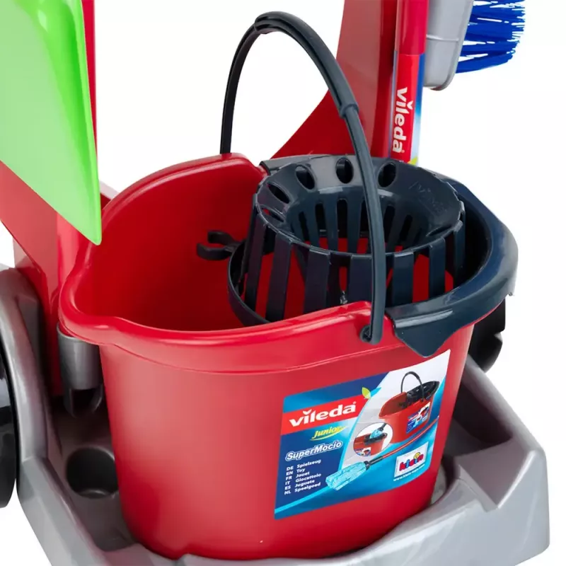 Children's Cleaning Cart toy by theo klein, model 6875 — Vileda-branded play cleaning set
