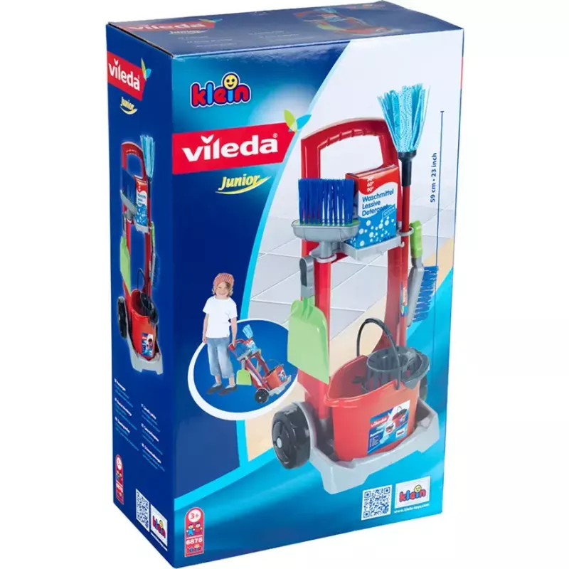 Children's Cleaning Cart toy by theo klein, model 6875 — Vileda-branded play cleaning set
