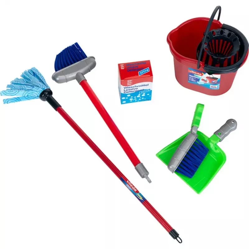Children's Cleaning Cart toy by theo klein, model 6875 — Vileda-branded play cleaning set