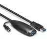 Lindy 10m USB 3.0 Active Extension, 10 m, USB A, USB A, USB 3.2 Gen 1 (3.1 Gen 1), 5 Gbit/s, Black