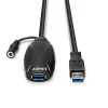 Lindy 10m USB 3.0 Active Extension, 10 m, USB A, USB A, USB 3.2 Gen 1 (3.1 Gen 1), 5 Gbit/s, Black