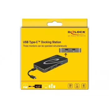 Docking Station DeLOCK USB Type-C 3.2 4K HDMI DP 1080p VGA USB Hub PD 3.0