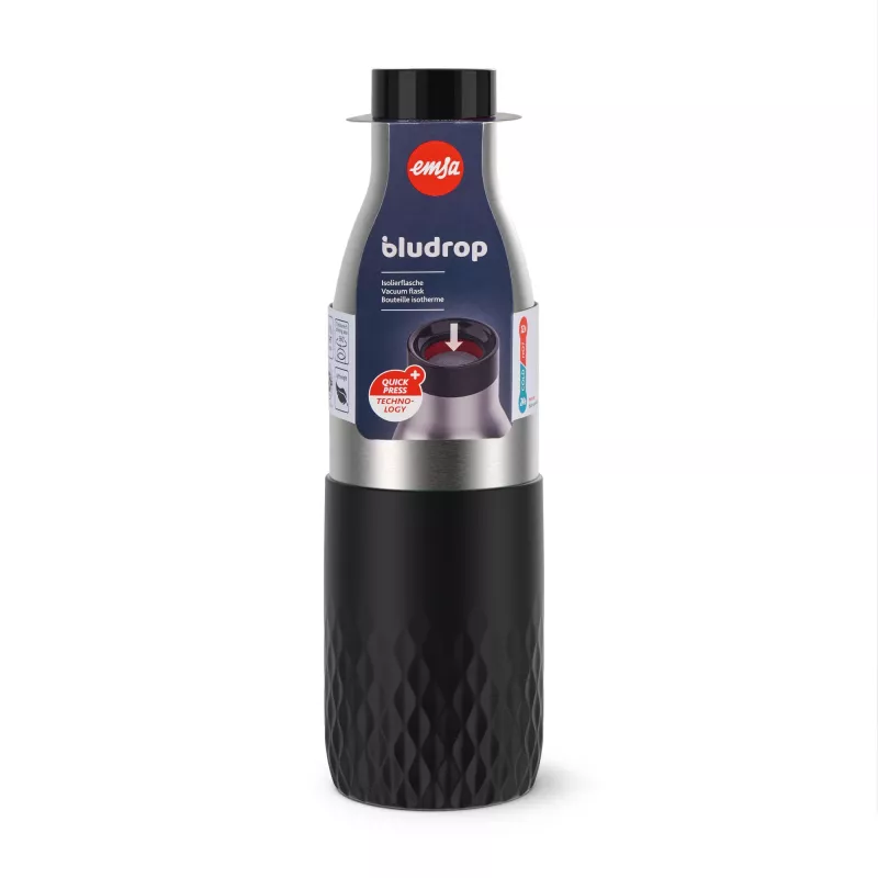 EMSA Bludrop Sleeve N3111100 drinking bottle Daily usage 700 ml Stainless steel Black, Stainless steel