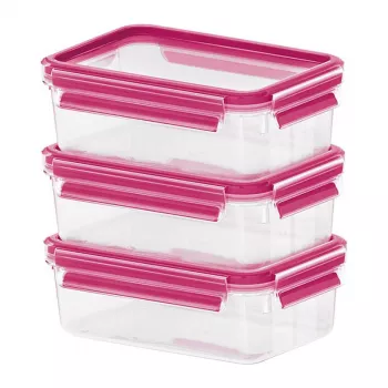EMSA 515582 food storage container Rectangular Box 0.55 L Pink, Transparent 3 pc(s)