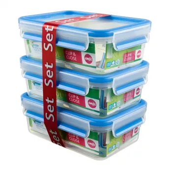 EMSA 508558 food storage container Rectangular Box 1 L Blue, Transparent 3 pc(s)