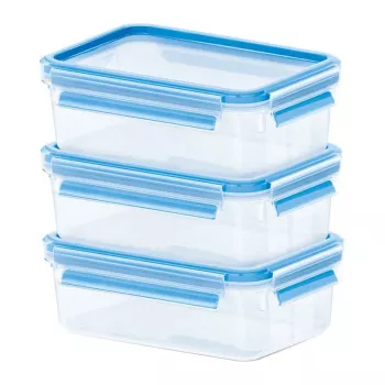 EMSA 508558 food storage container Rectangular Box 1 L Blue, Transparent 3 pc(s)