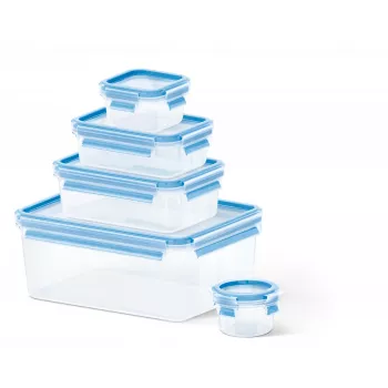 EMSA CLIP & CLOSE 508568 food storage container Rectangular Set 3.7 L Blue, Transparent 5 pc(s)
