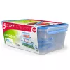 EMSA CLIP & CLOSE 508568 food storage container Rectangular Set 3.7 L Blue, Transparent 5 pc(s)