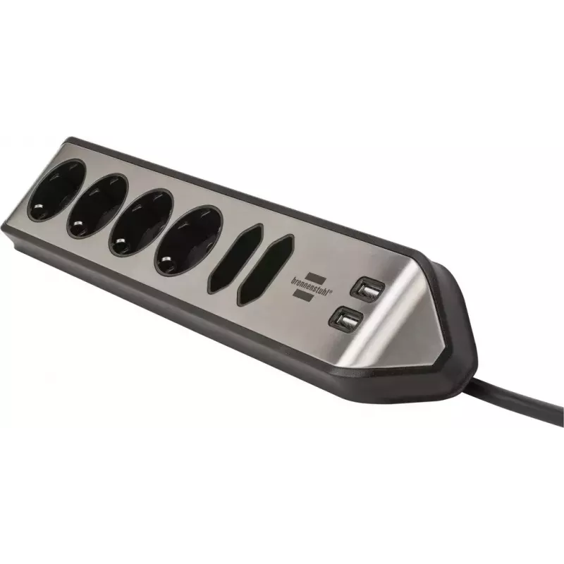 Power Extension Brennenstuhl 1153590610 2m 6 AC Outlets Indoor Black Silver