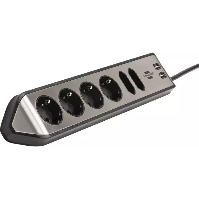 Power Extension Brennenstuhl 1153590610 2m 6 AC Outlets Indoor Black Silver