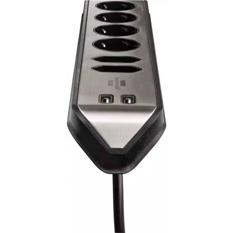 Power Extension Brennenstuhl 1153590610 2m 6 AC Outlets Indoor Black Silver