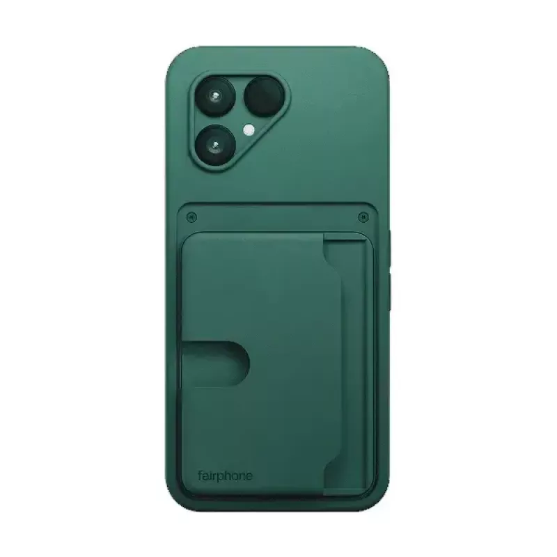 Card holder for Fairphone mobile phone case — model F6CRDH-1GR-WW1, green, plastic, 73.1×106.5×8.4 mm
