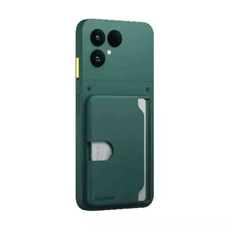 Card holder for Fairphone mobile phone case — model F6CRDH-1GR-WW1, green, plastic, 73.1×106.5×8.4 mm