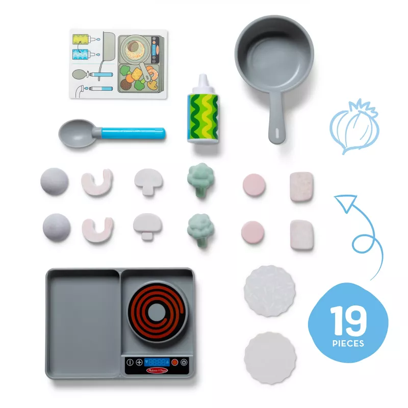Melissa & Doug Simmer & Stir Stovetop Play Set with Water WOW Color Reveal Play Food Preschool Toy Ages 3+