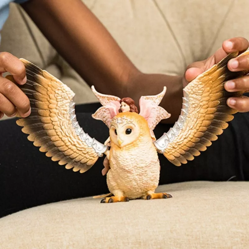 schleich BAYALA Fairy in Flight on Glam-Owl, 5 yr(s), Sun Elves, Unicorns & Fairies, Multicolour, Plastic