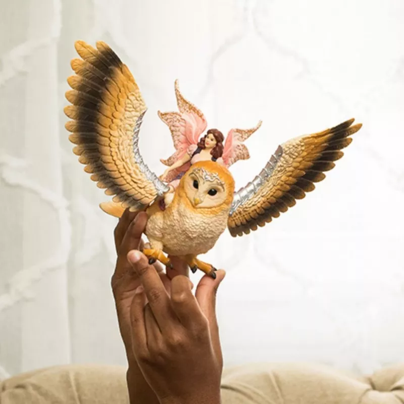 schleich BAYALA Fairy in Flight on Glam-Owl, 5 yr(s), Sun Elves, Unicorns & Fairies, Multicolour, Plastic