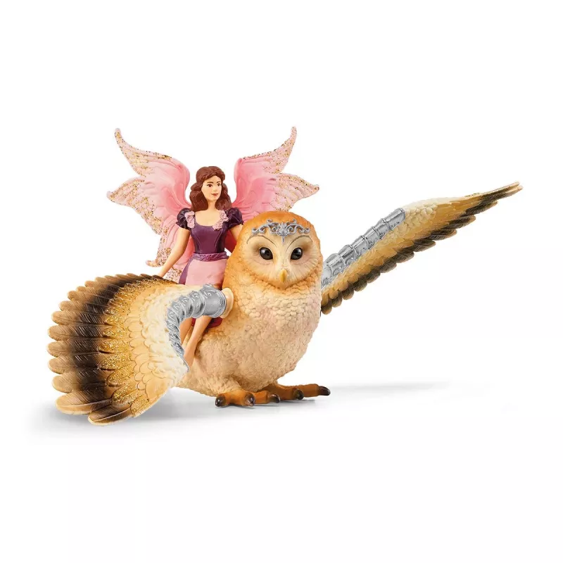 schleich BAYALA Fairy in Flight on Glam-Owl, 5 yr(s), Sun Elves, Unicorns & Fairies, Multicolour, Plastic