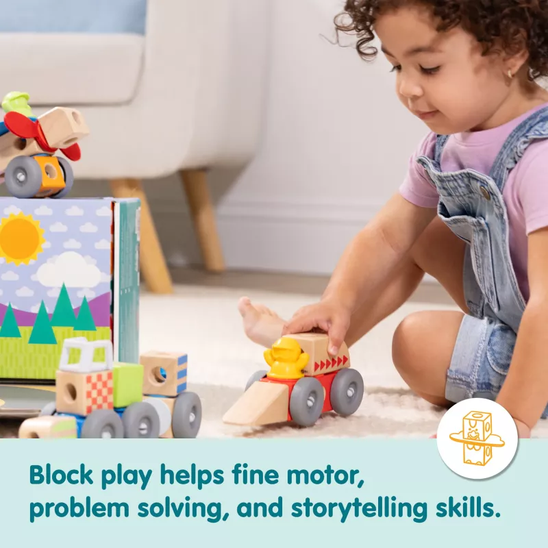Wooden Snap-and-Play Vehicles Building Set Melissa & Doug Blockables, 54 pcs, connectable, FSC-certified