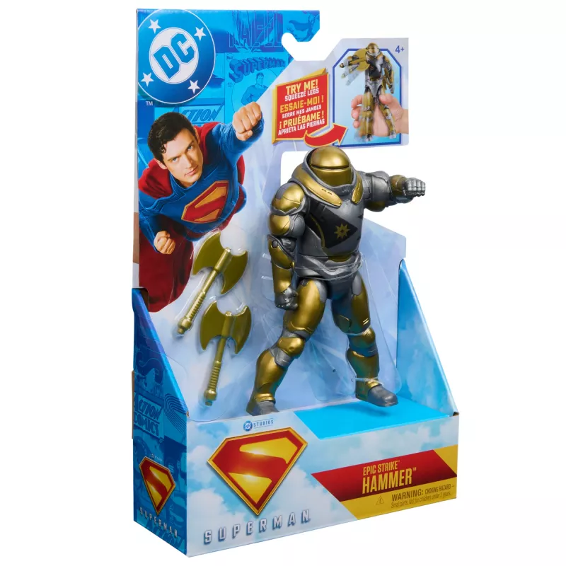 Action Figure Superman Hammer of Boravia 6-inch, movie styling, includes 2 accessories, gold/grey