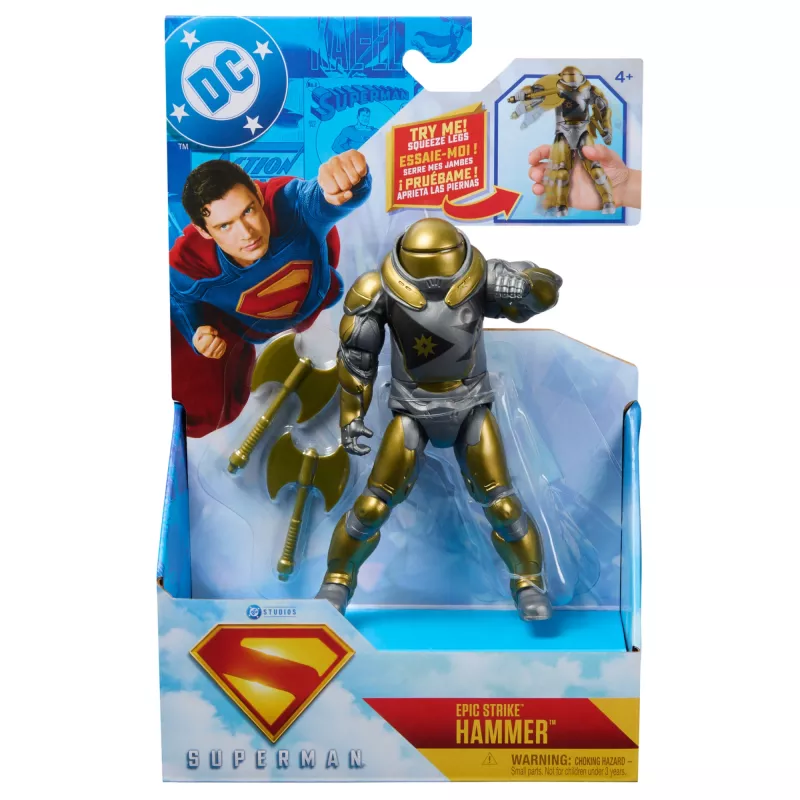 Action Figure Superman Hammer of Boravia 6-inch, movie styling, includes 2 accessories, gold/grey