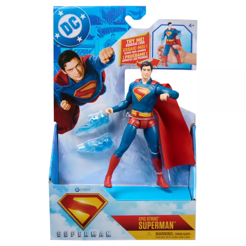 DC Comics , SUPERMAN Epic Strike Action Figure, 6-Inch Tall, Authentic Movie Styling, Includes 2 Accessories, Kids Toys for Boys and Girls Ages 4 and Up