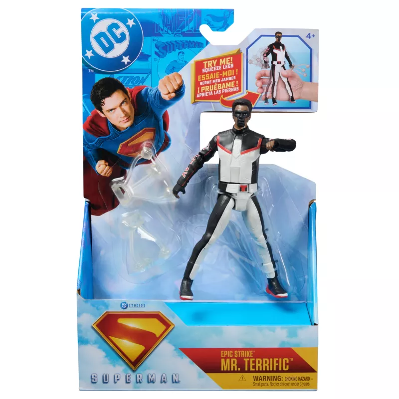 DC Comics , SUPERMAN, Mr. Terrific, Epic Strike Action Figure, 6-Inch Tall, Authentic Movie Styling, Includes 2 Accessories, Kids Toys for Boys and Girls Ages 4 and Up