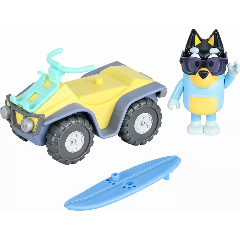 Moose Toys Bluey S9 Figure & Vehicle Pack Beach Quad with Bandit