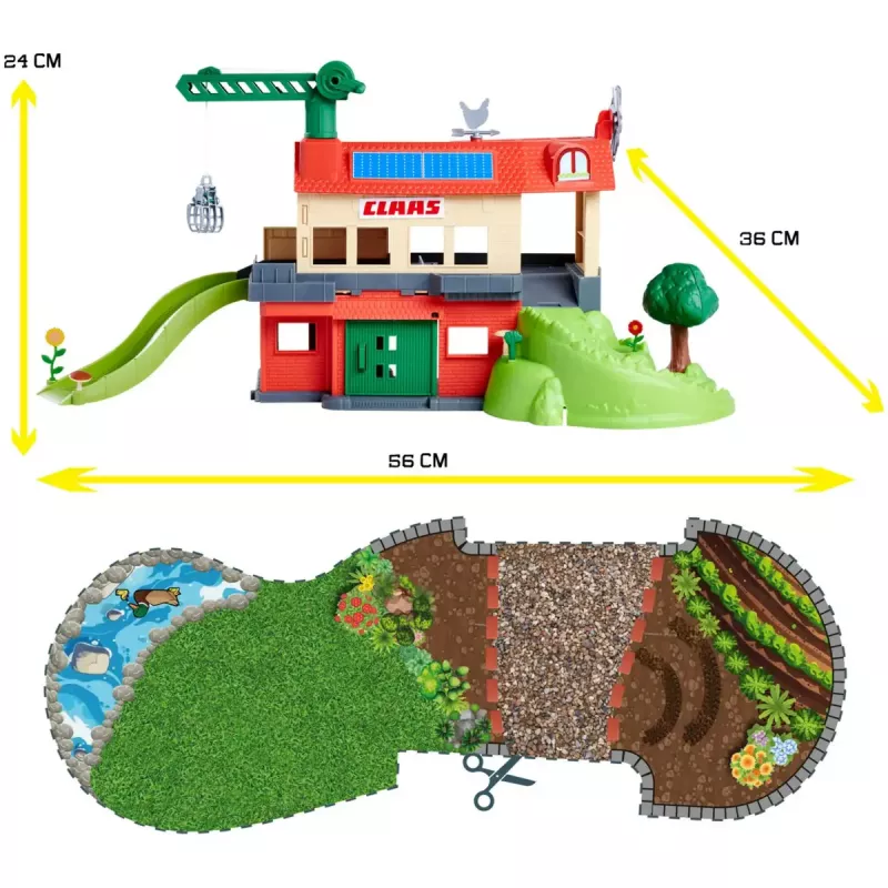 Playset Simba‑Dickie Majorette CLAAS Farm Playset — play buildings, farm-themed toy set