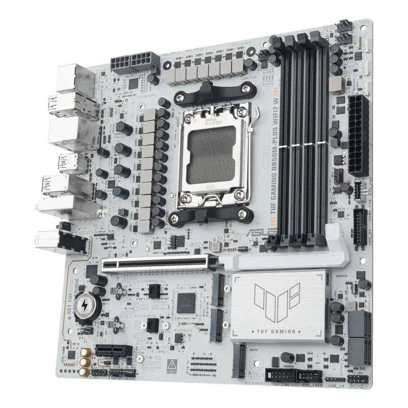 Motherboard ASUS TUF GAMING B850M-PLUS WIFI7 W, AMD B850, Socket AM5, micro ATX, DDR5, 4×DIMM, up to 256 GB, Wi‑Fi 7, 2.5Gb Ethernet