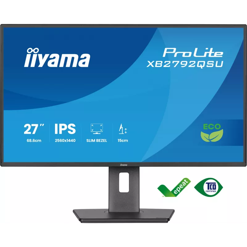 Monitor IIYAMA ProLite XB2792QSU-B1 27” IPS QHD 2560×1440 3 ms 178° VESA height-adjustable stand USB 3.2 hub speakers black B energy