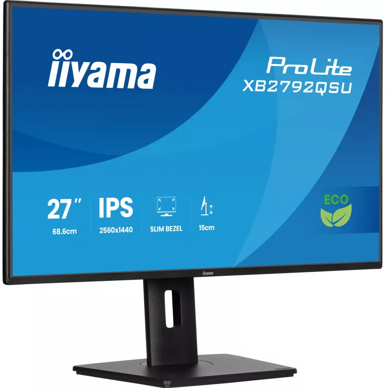 Monitor IIYAMA ProLite XB2792QSU-B1 27” IPS QHD 2560×1440 3 ms 178° VESA height-adjustable stand USB 3.2 hub speakers black B energy