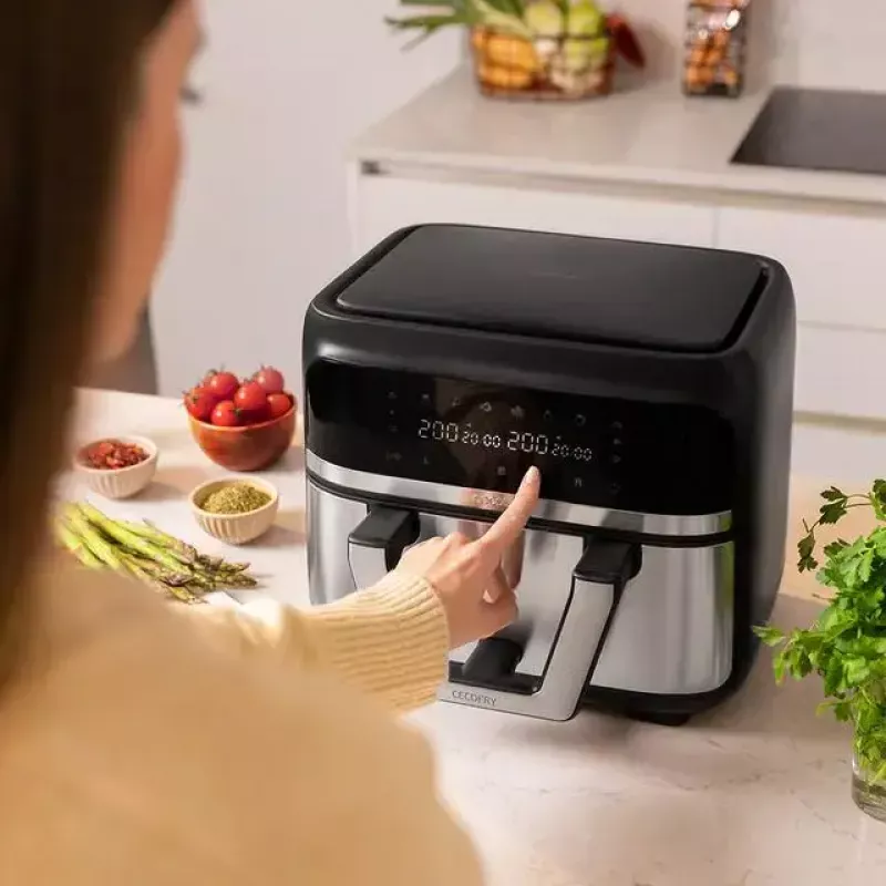 Hot air fryer Cecotec Cecofry Dual 9000 9 L 2850 W Black Stainless steel