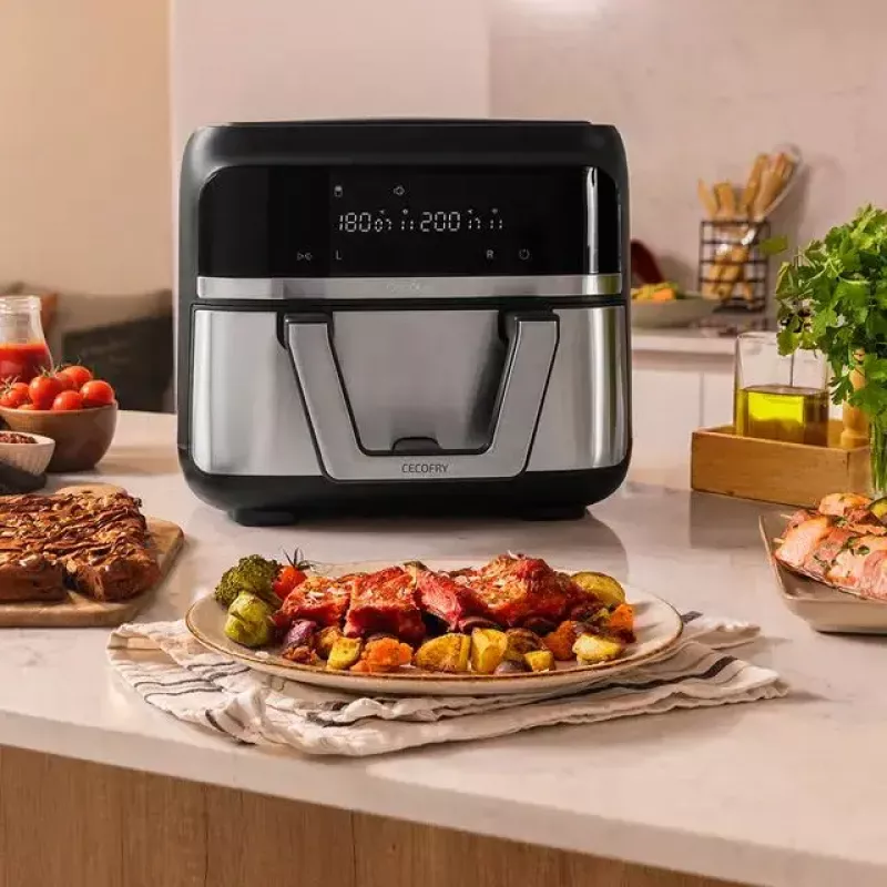 Hot air fryer Cecotec Cecofry Dual 9000 9 L 2850 W Black Stainless steel