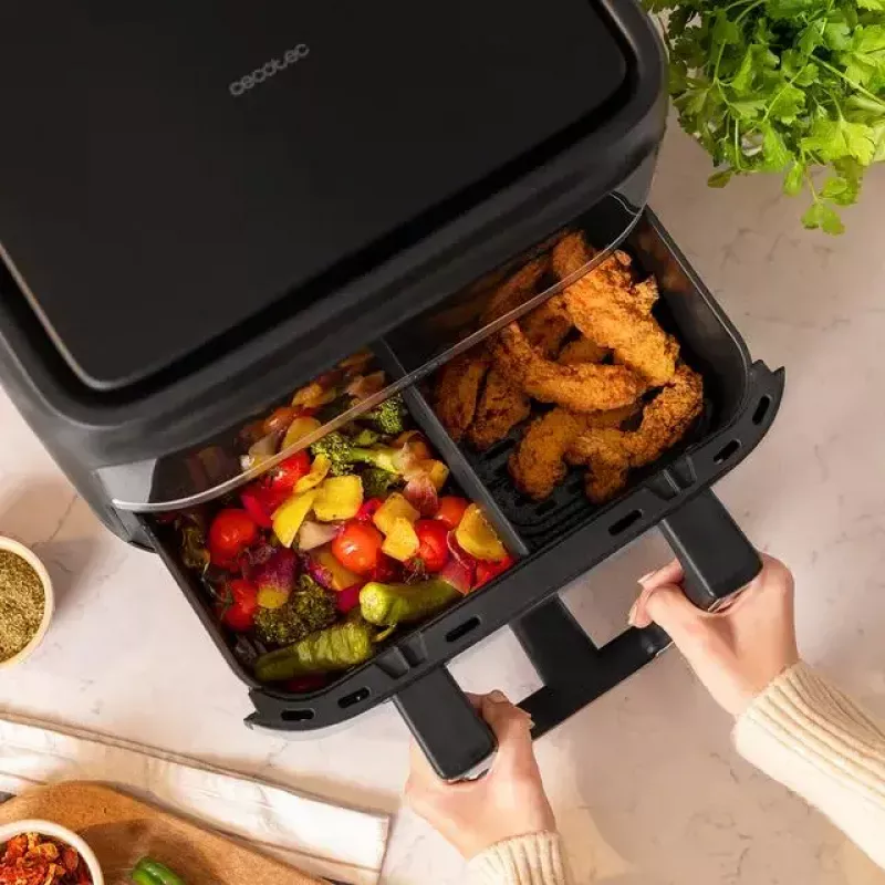 Hot air fryer Cecotec Cecofry Dual 9000 9 L 2850 W Black Stainless steel