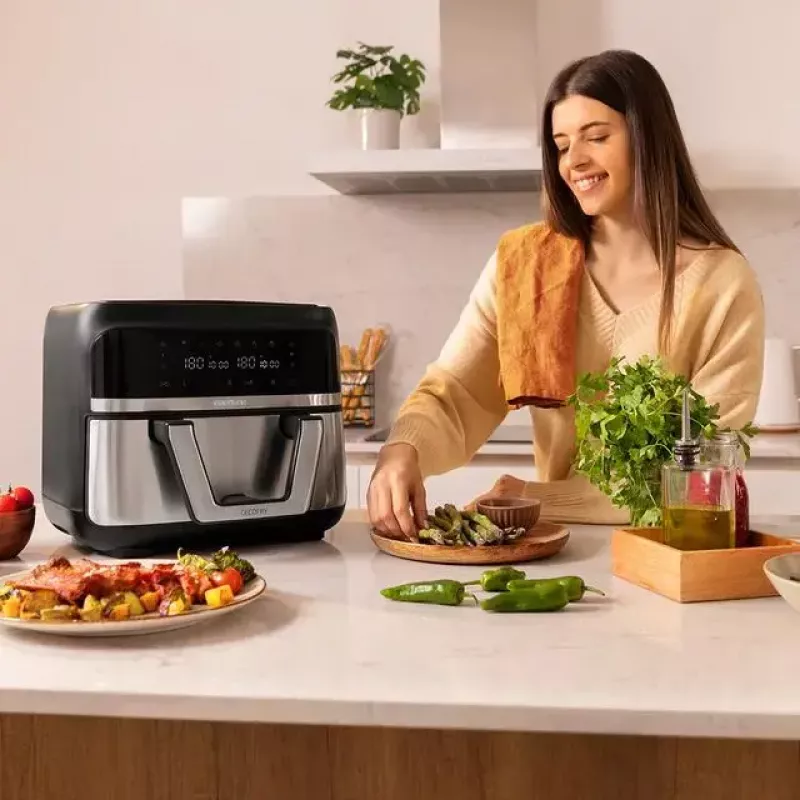 Hot air fryer Cecotec Cecofry Dual 9000 9 L 2850 W Black Stainless steel