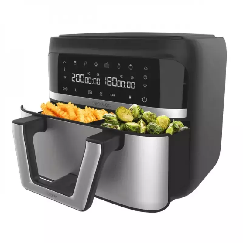 Hot air fryer Cecotec Cecofry Dual 9000 9 L 2850 W Black Stainless steel