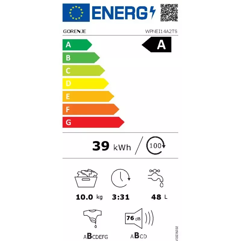 Gorenje WPNEI14A2TS washing machine Front-load 10 kg 1400 RPM Black, White