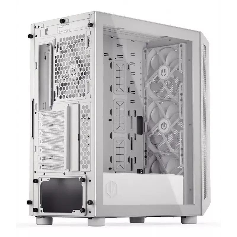 PC Midi Tower case ENDORFY ARX 500 ARGB White — tempered glass, supports ATX/Micro-ATX/Mini-ITX, 3x140mm front + 1x140mm rear, 1×3.5 inch + 6×2.5 inch bays