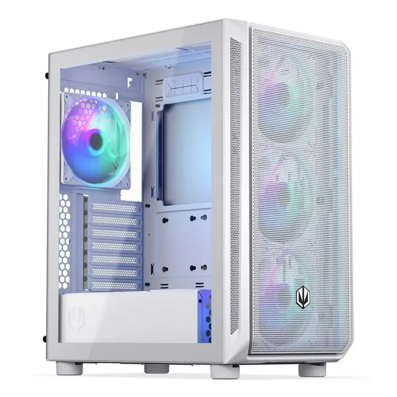 PC Midi Tower case ENDORFY ARX 500 ARGB White — tempered glass, supports ATX/Micro-ATX/Mini-ITX, 3x140mm front + 1x140mm rear, 1×3.5 inch + 6×2.5 inch bays