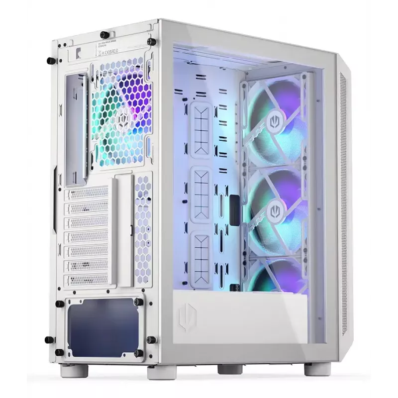 PC Midi Tower case ENDORFY ARX 500 ARGB White — tempered glass, supports ATX/Micro-ATX/Mini-ITX, 3x140mm front + 1x140mm rear, 1×3.5 inch + 6×2.5 inch bays