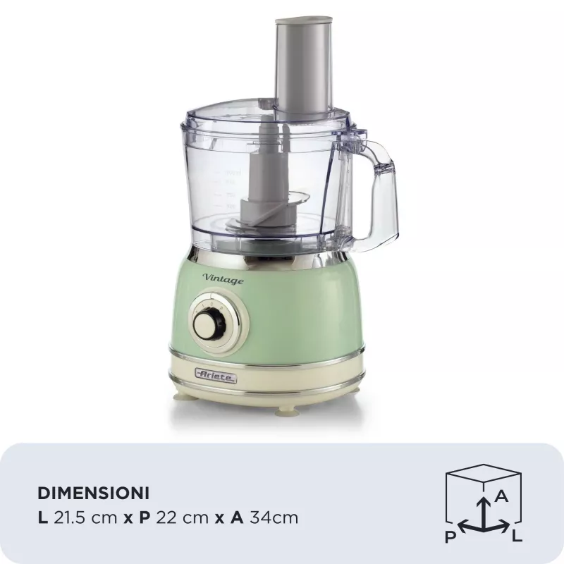 Food processor ARIETE Vintage Line 1781/04 — 1000 W, 2.1 L, Green