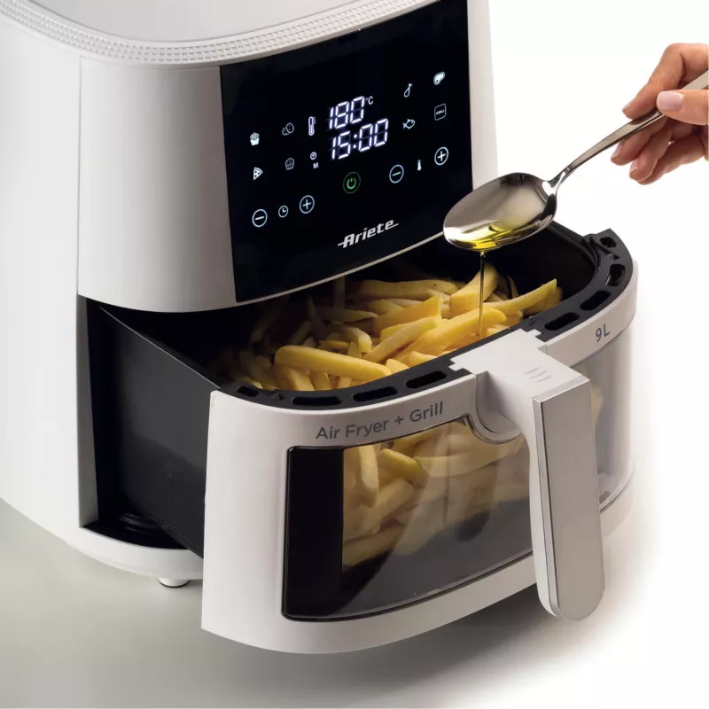 Ariete 4630/03 air fryer, 9 L, 1500 W, 3.5 kg capacity, up to 200°C, touch control, White
