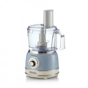 Food processor ARIETE Vintage Line 1781/05 — 1000 W, 2.1 L bowl, rotary control, stainless steel blade, blue